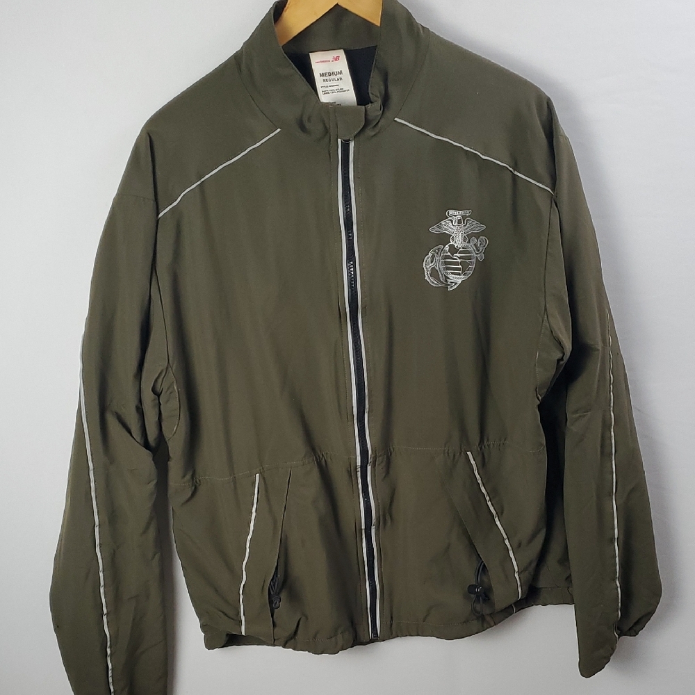 New Balance USMC Marines Physical Training Running Jacket Green Sz M Uni-Sex